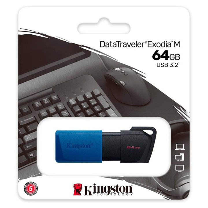 Kingston 64GB USB3.2 Gen 1 DataTraveler Exodia M (Black + Blue)