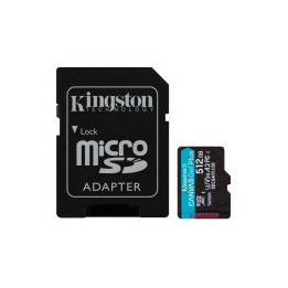 Kingston 512GB microSDXC Canvas Go Plus Gen4 200MB/s A2 U3 V30 Card + Adapter