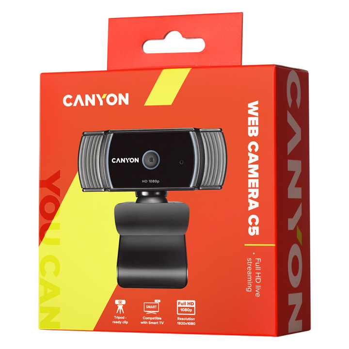 CANYON webcam C5 Full HD 1080p Auto Focus Black