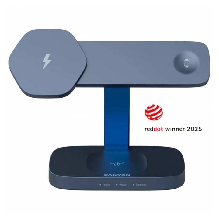CANYON Wireless Charging Station Hexagon 310 3in1 DarkGrey/Blue