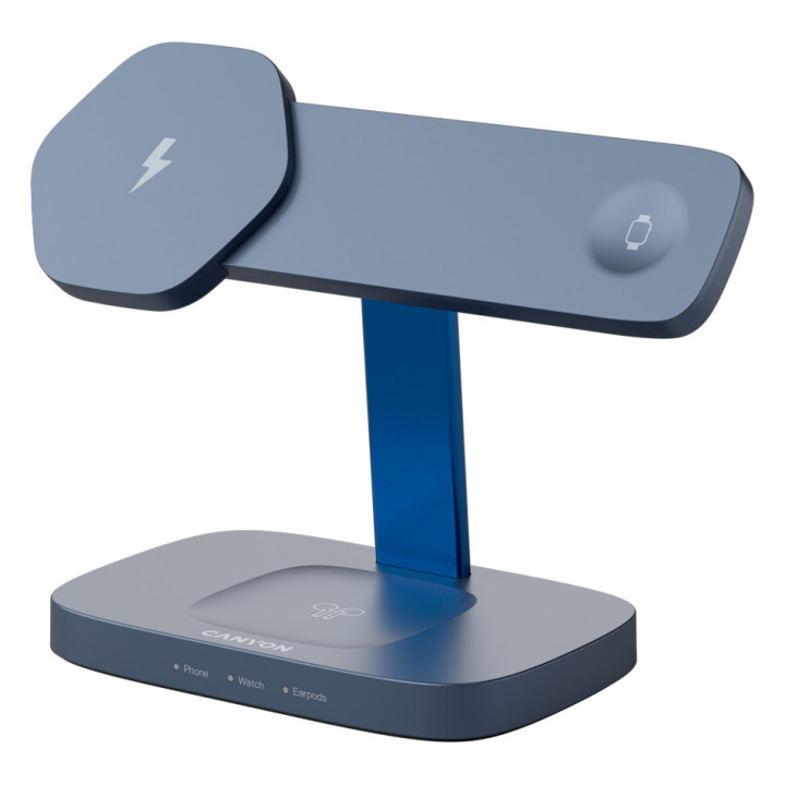 CANYON Wireless Charging Station Hexagon 310 3in1 DarkGrey/Blue