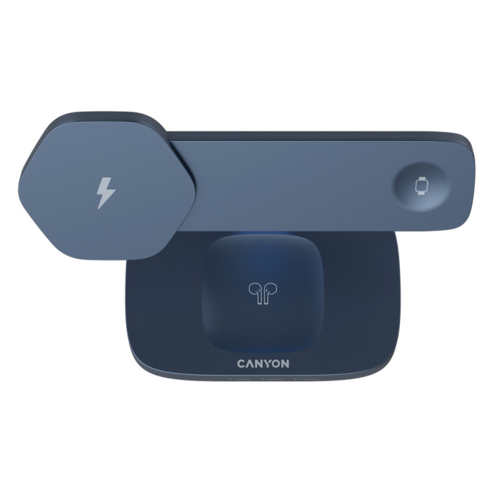 CANYON Wireless Charging Station Hexagon 310 3in1 DarkGrey/Blue