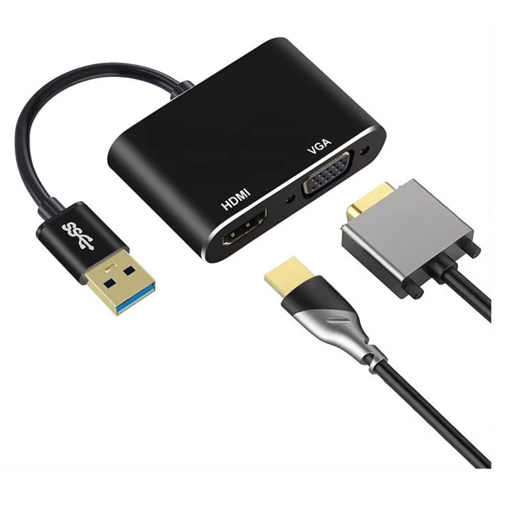 USB A 3.0 към HDMI+VGA