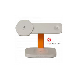 CANYON Wireless Charging Station Hexagon 310 3in1 LightGrey/Orange