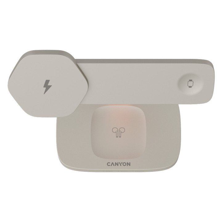 CANYON Wireless Charging Station Hexagon 310 3in1 LightGrey/Orange