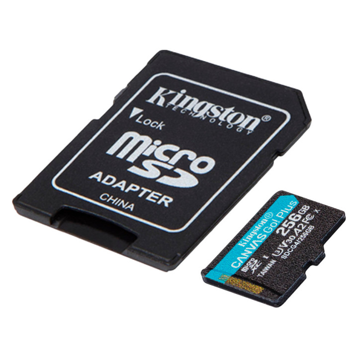Kingston 256GB microSDXC Canvas Go Plus Gen4 200MB/s A2 U3 V30 Card + Adapter