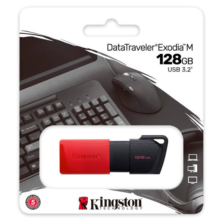 Kingston 128GB USB3.2 Gen1 DataTraveler Exodia M (Black + Red)
