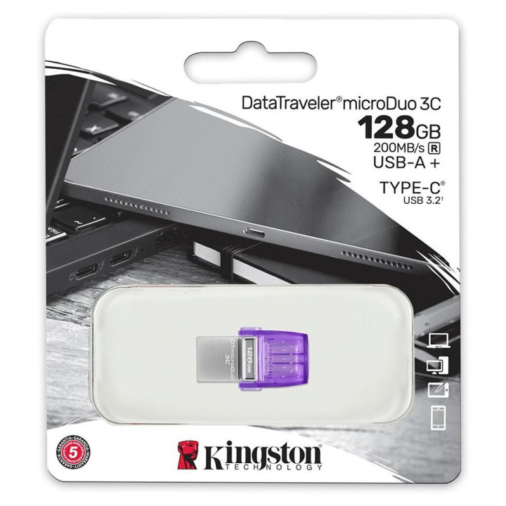 Kingston 128GB DataTraveler microDuo 3C 200MB/s dual USB-A + USB-C