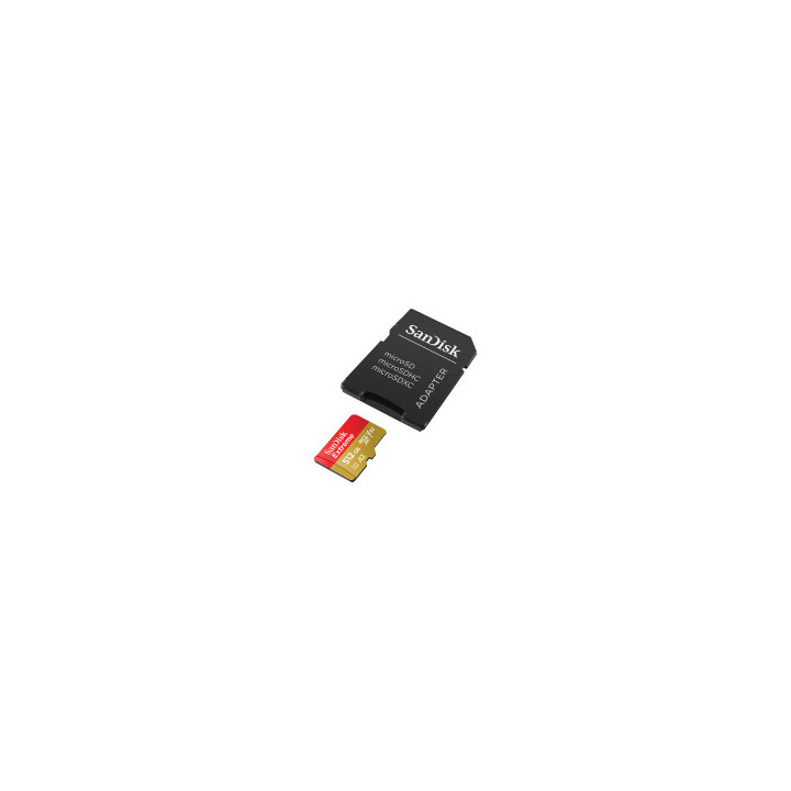SANDISK Extreme microSDXC 512GB + SD Adapter + 1 year RescuePRO Deluxe up to 190MB/s & 130MB/s Read/Write speeds A2 C10 V30 UHS-