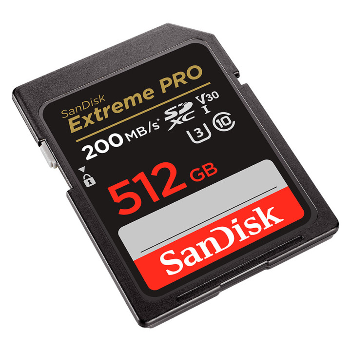 SANDISK Extreme PRO 512GB SDXC Memory Card + 2 years RescuePRO Deluxe up to 200MB/s & 140MB/s Read/Write speeds
