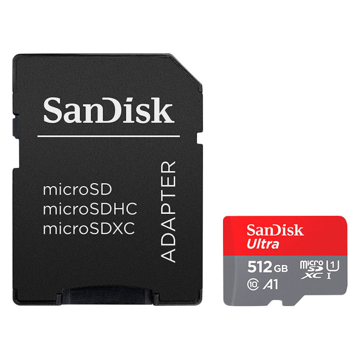 SANDISK Ultra microSDXC 512GB + SD Adapter 150MB/s A1 Class 10 UHS-I