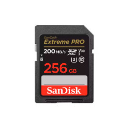SANDISK Extreme PRO 256GB SDXC Memory Card + 2 years RescuePRO Deluxe up to 200MB/s & 140MB/s Read/Write speeds