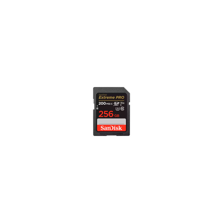 SANDISK Extreme PRO 256GB SDXC Memory Card + 2 years RescuePRO Deluxe up to 200MB/s & 140MB/s Read/Write speeds